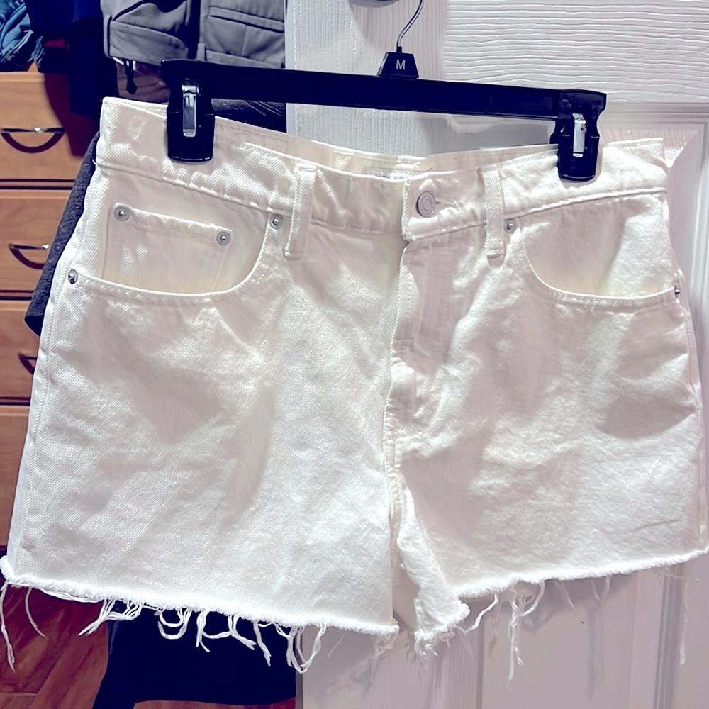 White lucky jean shorts